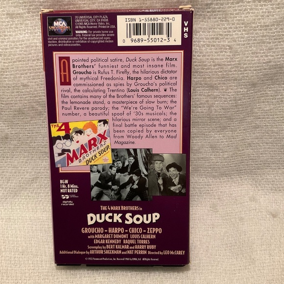 Duck Soup Marx Brothers Collection VHS Movie Comedy - Picture 2 of 11
